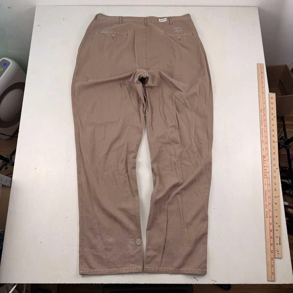 VTG Polo Ralph Lauren Pleated‎ Chino Pants Mens Fits 36x34 Brown Cotton relaxed